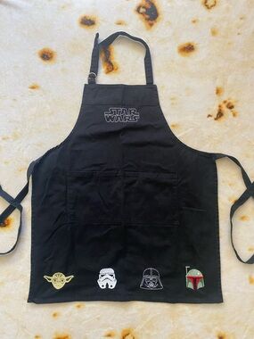 William Sonoma Star Wars Embroidered Adult Apron, Black, Vader, Boba Fett, Yoda